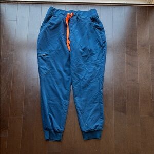 Vibrant Blue figs Jogger Pants with Orange Accents